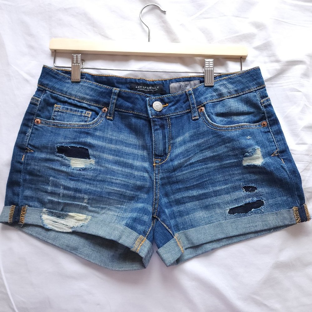Aeropostale MIDI Distressed Jean Shorts NWOT